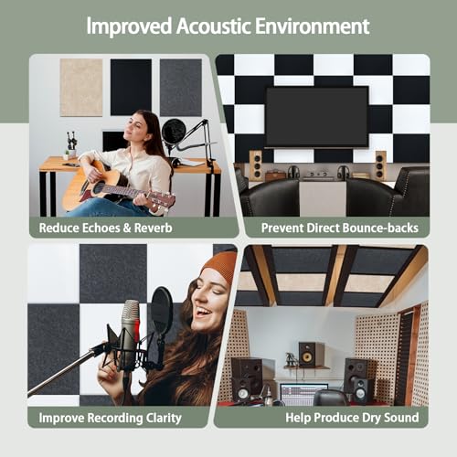 TroyStudio Thickened Acoustic Panels, 16 x 12 x 0.5 Inches Pack of 6 Felt Wall Decor Tiles Sound Absorbing Board, Noise Reverb Echo Dampening Soundproof Padding for Door Music Recording Home Studio - Image 5