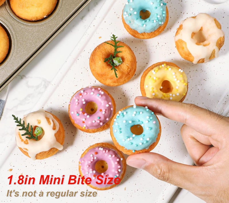 Webake 2 Pack Mini Fluted Tube Cake Pans, 12-Cup Non-stick Bite Size, 1.8 Inches Bundtinis Petite Fluted Cake Mold Heavy Gauge Carbon Steel - Image 2