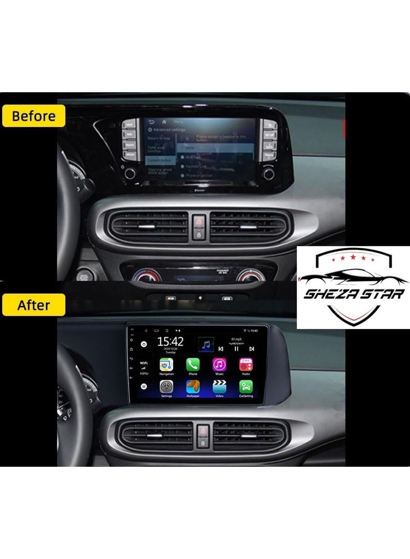 SHEZA STAR Android Car Stereo for Hyundai i10 2019-2023 6GB RAM 128GB ROM Support SIM Card, Carplay, M-Link Wi-Fi BT, Radio GPS, 9 Inch IPS Touch Screen with AHD Camera Included - Image 2