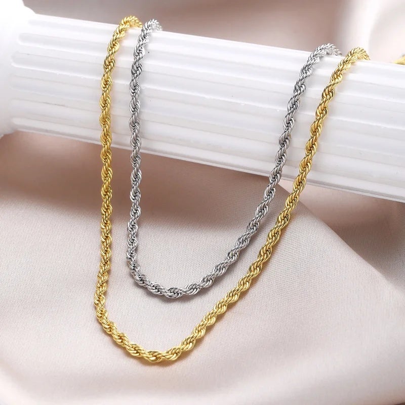 Ay New Simple Classic Rope Chain for Men Women Necklace Casual Punk Stainless Steel Figaro Twisted Cuban Chain Necklace Jewelry - Image 2