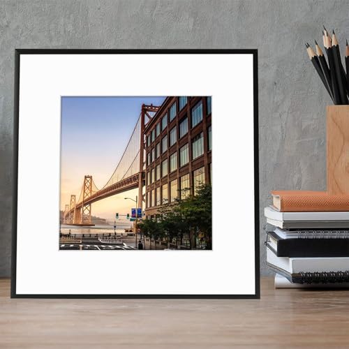 Frametory, 12x12 Aluminum Picture Frame - 12 x 12 Black Frame with Removable Mat for 8 x 8 Photo - 12 by 12 Durable Metal Frame with Real Glass - Sawtooth Hanger for Easy Wall Display - 1 Pack - Image 3