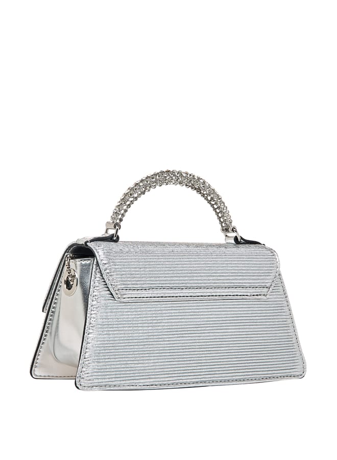 Celeste Women Floral Embellished Satchel Bag with Chain Strap and Top Handle  - Image 3