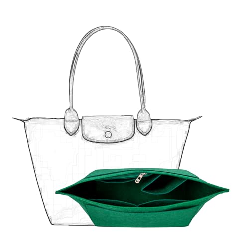 D.DUO DDUO Purse Organizer MultiPocket Felt Handbag Organizer Folding Tote Bag organizer insert for Insert Wallet Organizer Suitable for Longchamp Green Small - Image 1