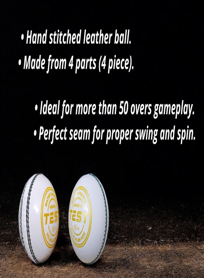 Aarav Leather Ball 4 Piece(Parts) White Cricket for 50 Overs, Professional Cricket Ball, Hand Stitched, 1 Ball Pack - Image 5