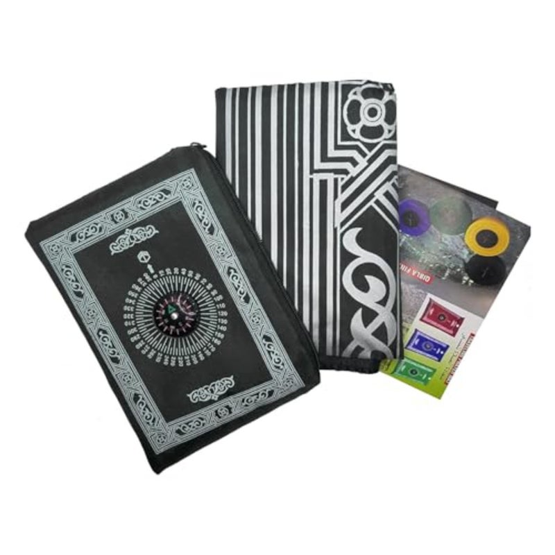 Al-Salat Travel Pocket Prayer Mat, Portable Muslim Rug, Water Proof, Foldable, Portable in Pouch with Qibla Compass, Assorted - Image 4