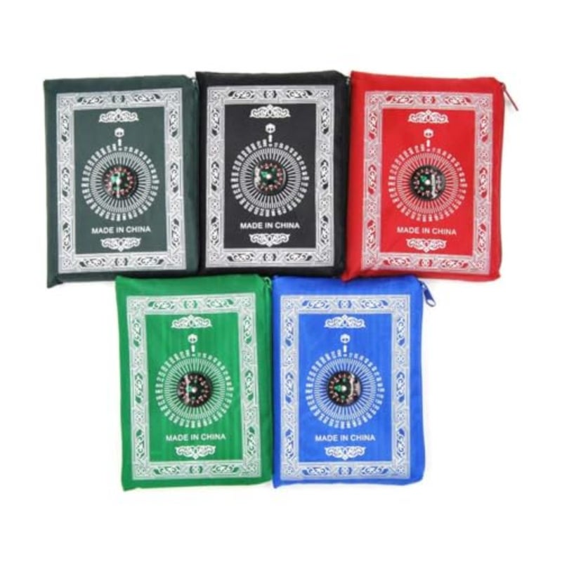 Al-Salat Travel Pocket Prayer Mat, Portable Muslim Rug, Water Proof, Foldable, Portable in Pouch with Qibla Compass, Assorted - Image 1