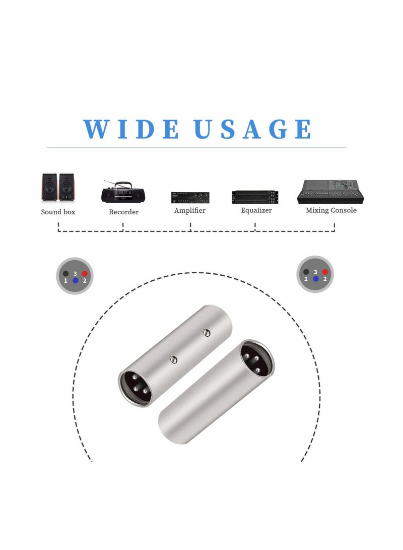 Captaintech 3 Pin XLR Male to Male Adapter,  XLR 3 Pin Male to 3 Pin Male Microphone Cable Adapter, 2 Pack - Image 2