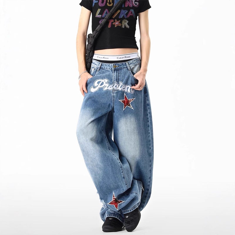 Unisex Classic Denim Jeans Loose Fit Daily Outdoor Wear - Image 1