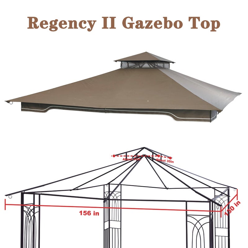 SCOCANOPY Replacement Gazebo Canopy for 10 x 12 Regency II Patio Gazebo Model L-GZ798PST,L-GZ798PST-E,A111014400,A101004104,A101004105 (Khaki) - Image 2