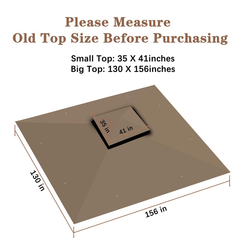 SCOCANOPY Replacement Gazebo Canopy for 10 x 12 Regency II Patio Gazebo Model L-GZ798PST,L-GZ798PST-E,A111014400,A101004104,A101004105 (Khaki) - Image 3