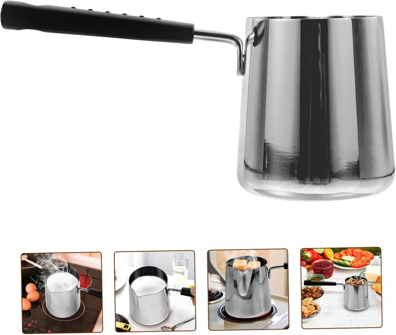Amosfun Stainless Steel Small Saucepan Deepened Oil Pot with Long Handle for Heating Milk and Cooking Sauces Kitchen Essential - Image 2