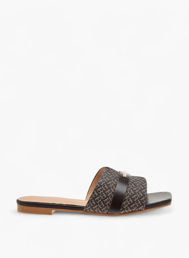 Women Monogram Print Slip-On Sandals