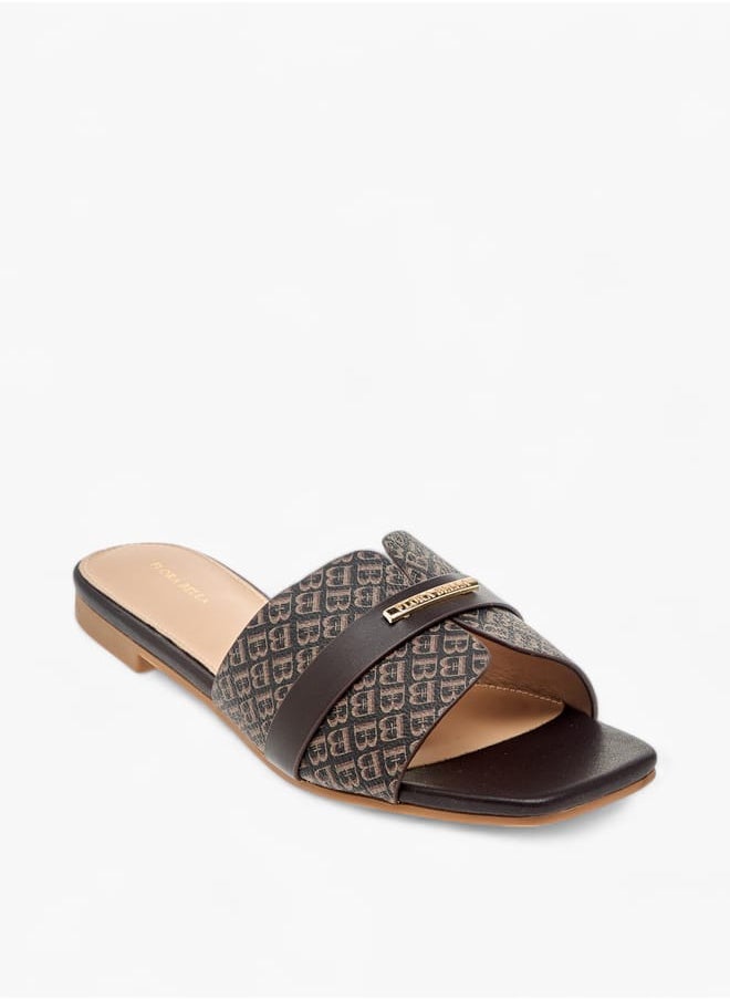 Flora Bella By Shoexpress Women Monogram Print Slip-On Sandals  - Image 2