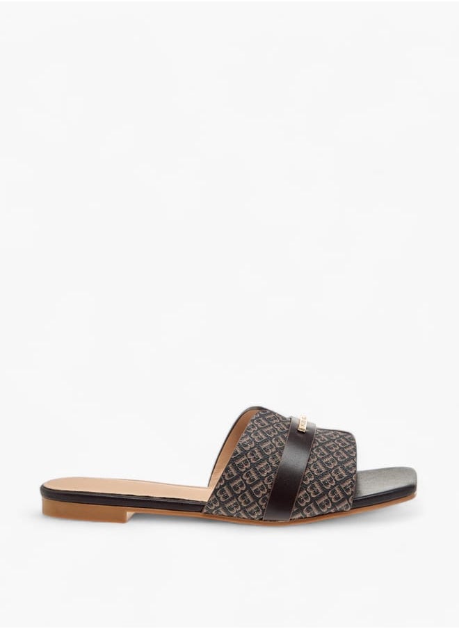 Flora Bella By Shoexpress Women Monogram Print Slip-On Sandals  - Image 3