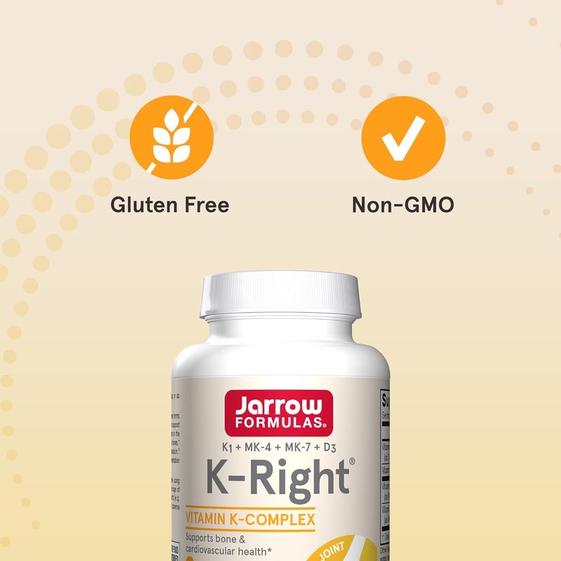 Jarrow Formulas KRight  Vitamin KComplex K1 MK4 MK7 D3  60 Servings Softgels  Dietary Supplement for Bone  Cardiovascular Health Support  Vitamin K2 MK7  Gluten Free - Image 5