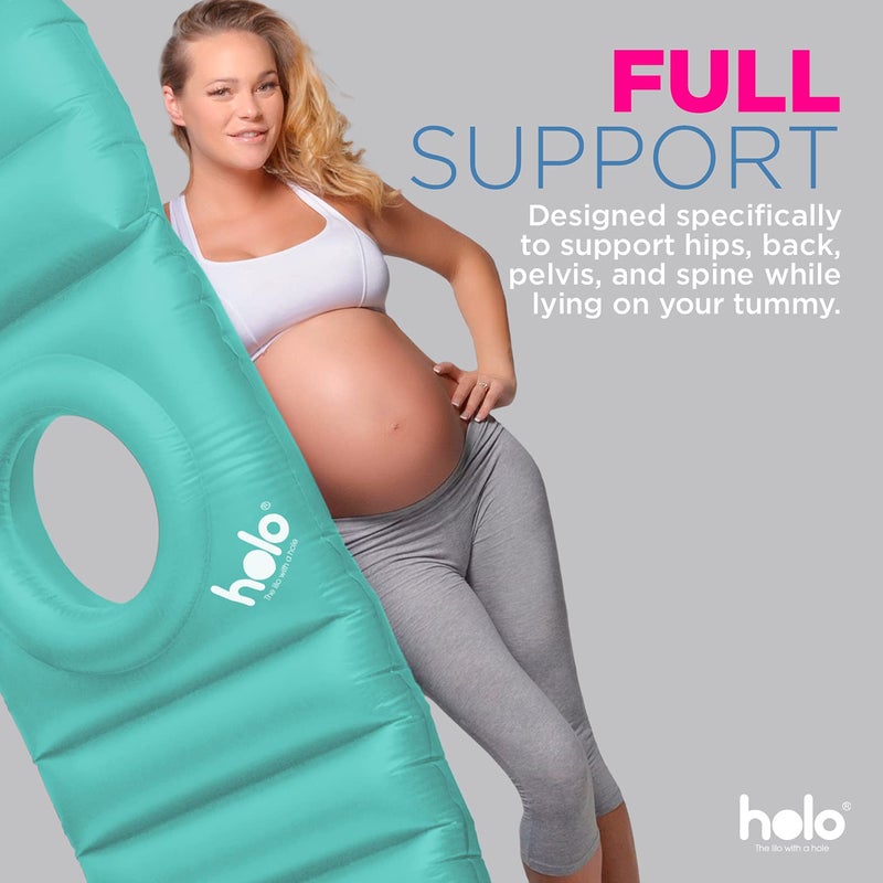 HOLO The Original Inflatable Pregnancy Pillow with Hole for Stomach Sleeping - Full Body Maternity Support for Pregnant Belly, Back, HIPS - Relax, Yoga, Babymoon, SPD - Pregnancy Must Have (Mint) - Image 3