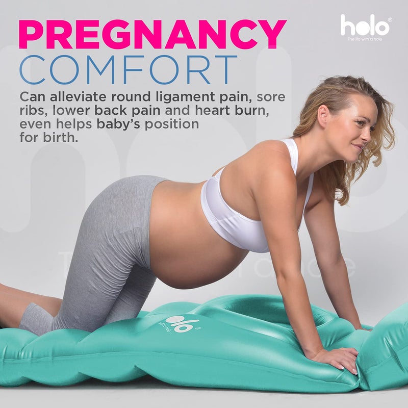 HOLO The Original Inflatable Pregnancy Pillow with Hole for Stomach Sleeping - Full Body Maternity Support for Pregnant Belly, Back, HIPS - Relax, Yoga, Babymoon, SPD - Pregnancy Must Have (Mint) - Image 4