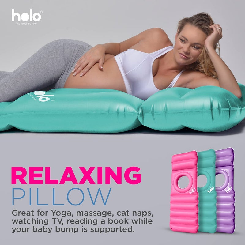 HOLO The Original Inflatable Pregnancy Pillow with Hole for Stomach Sleeping - Full Body Maternity Support for Pregnant Belly, Back, HIPS - Relax, Yoga, Babymoon, SPD - Pregnancy Must Have (Mint) - Image 2