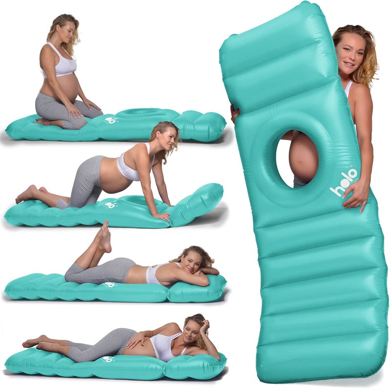 HOLO The Original Inflatable Pregnancy Pillow with Hole for Stomach Sleeping - Full Body Maternity Support for Pregnant Belly, Back, HIPS - Relax, Yoga, Babymoon, SPD - Pregnancy Must Have (Mint) - Image 1