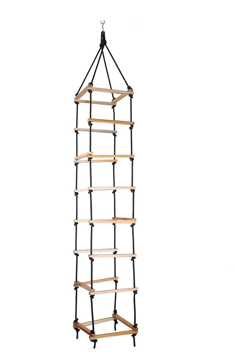 MIHAD Square Ladder for Kids - Durable 4-Side Ladder Made of Natural Wood and Soft Resham Rope - Image 2