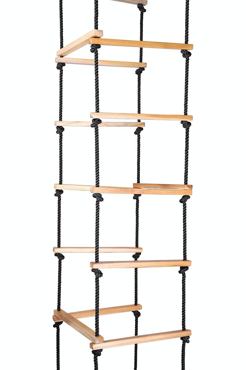 MIHAD Square Ladder for Kids - Durable 4-Side Ladder Made of Natural Wood and Soft Resham Rope - Image 1