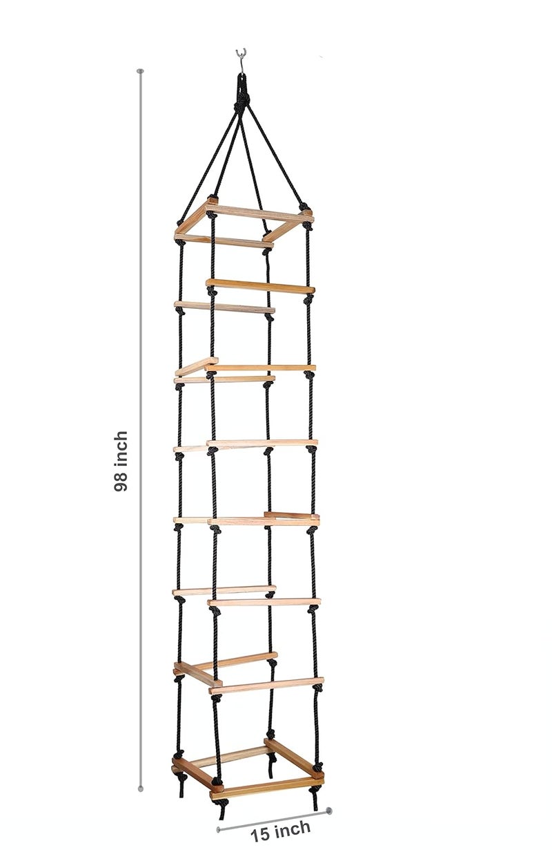 MIHAD Square Ladder for Kids - Durable 4-Side Ladder Made of Natural Wood and Soft Resham Rope - Image 5