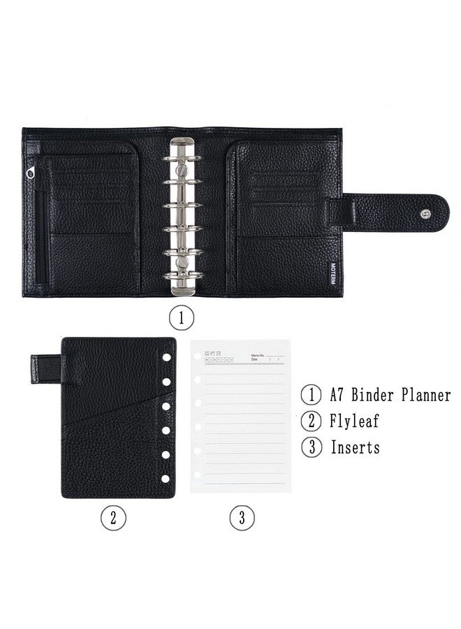 Moterm Pocket Luxe Rings Planner - Genuine Leather Binder Organizer (Pebble-Black, 30Mm Ring)  - Image 2