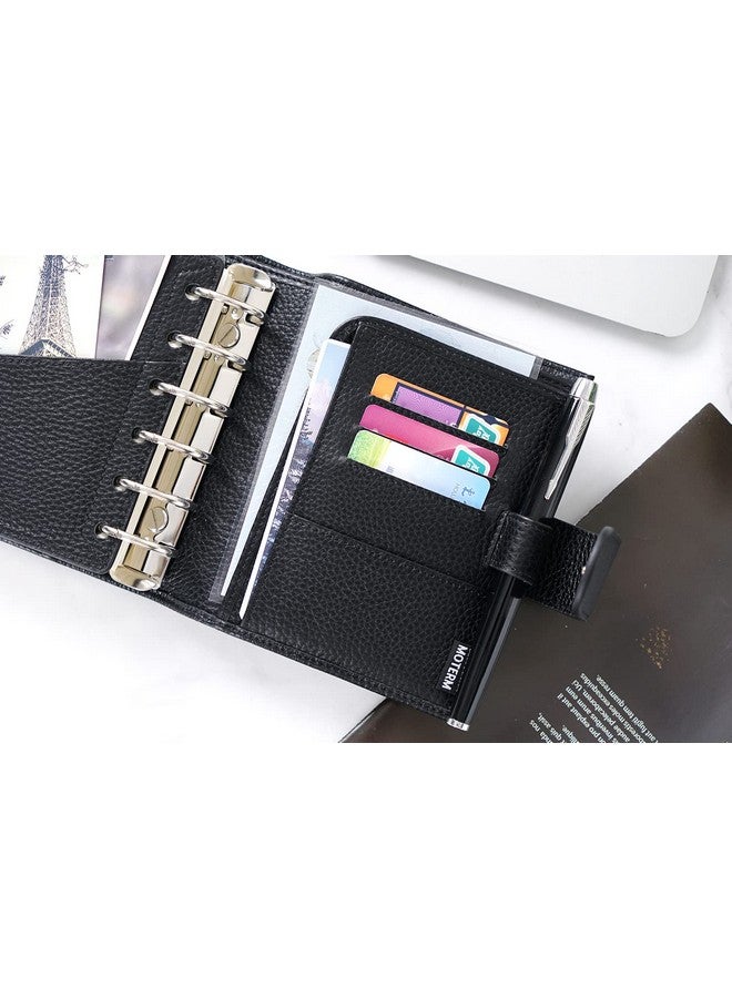 Moterm Pocket Luxe Rings Planner - Genuine Leather Binder Organizer (Pebble-Black, 30Mm Ring)  - Image 4