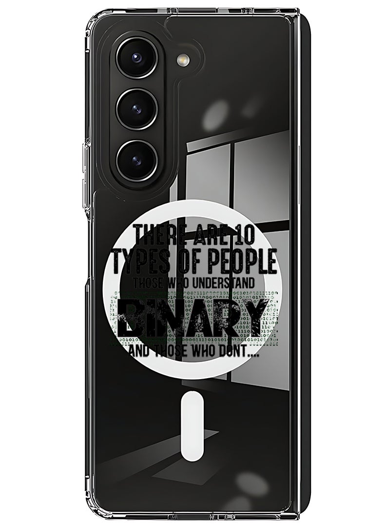 Theodor Magnetic Case for Samsung Galaxy Z Fold 5 Compatible with MagSafe Wireless Charging, Shockproof Phone Bumper Cover Binary Black - Image 1