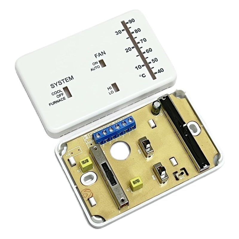 RV Analog Thermostat: White, Dual Heat/Cool Control, Energy Efficient RV Thermostat Replacement - Space-Saving Design, User-Friendly for RV Climate Control - Image 3