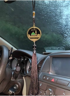 Fianser Car Pendant Metal Kaaba Mecca Prophet's Mosque Medina Gold-Plating Hanging Ornaments Interior Accessories Decoration Gift For Ramadan Hajj Umrah Home Decor Islamic Muslim Allah Ihram Arabic Travel Carry on  - Image 5