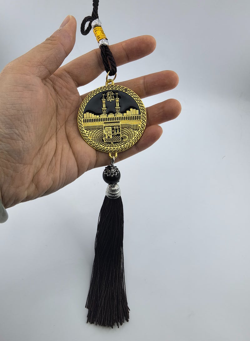 Fianser Car Pendant Metal Kaaba Mecca Prophet's Mosque Medina Gold-Plating Hanging Ornaments Interior Accessories Decoration Gift For Ramadan Hajj Umrah Home Decor Islamic Muslim Allah Ihram Arabic Travel Carry on - Image 4