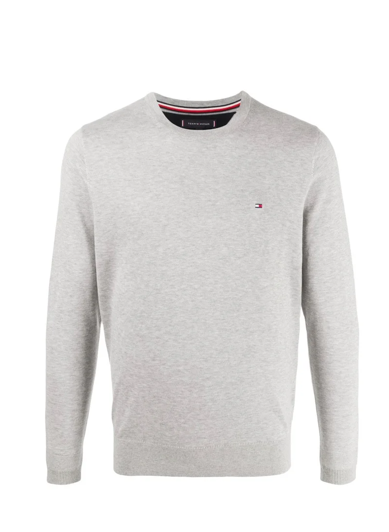 TOMMY HILFIGER Tommy Hilfiger Men's Flag Embroidery Crew Neck Sweatshirt, Grey