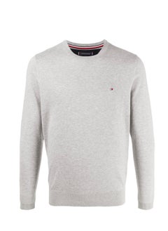 TOMMY HILFIGER Tommy Hilfiger Men's Flag Embroidery Crew Neck Sweatshirt, Grey  - Image 1