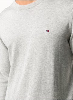 TOMMY HILFIGER Tommy Hilfiger Men's Flag Embroidery Crew Neck Sweatshirt, Grey  - Image 3
