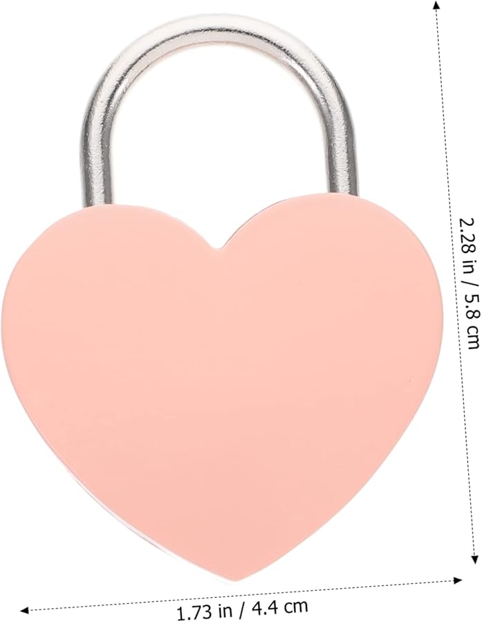 Heart Shaped Padlock Key Luggage Backpack Lock Set Pink - Image 5