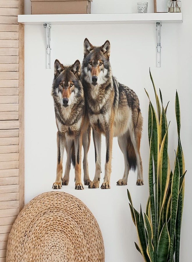 كيدال ملصق حائط على شكل ذئب واقعي يشبه الحياة، ملصق حائط للحيوانات البرية قابل للإزالة، ديكورات فنية جدارية ذاتية اللصق من الفينيل لغرفة المعيشة والأريكة وخلفية التلفزيون وديكورات المنزل (23.6 × 15.7 بوصة) - Image 5