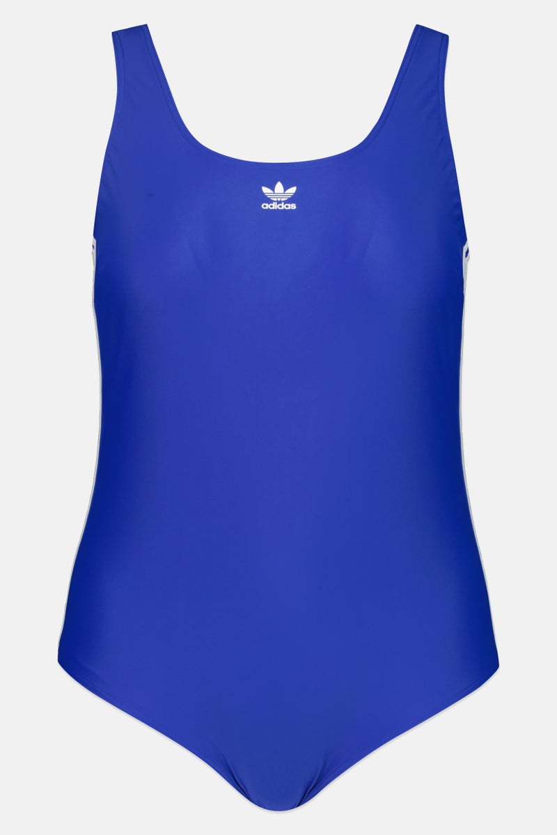 adidas Originals Women Plus Size Brand Logo One Piece Swimwear, Blue  - Image 2