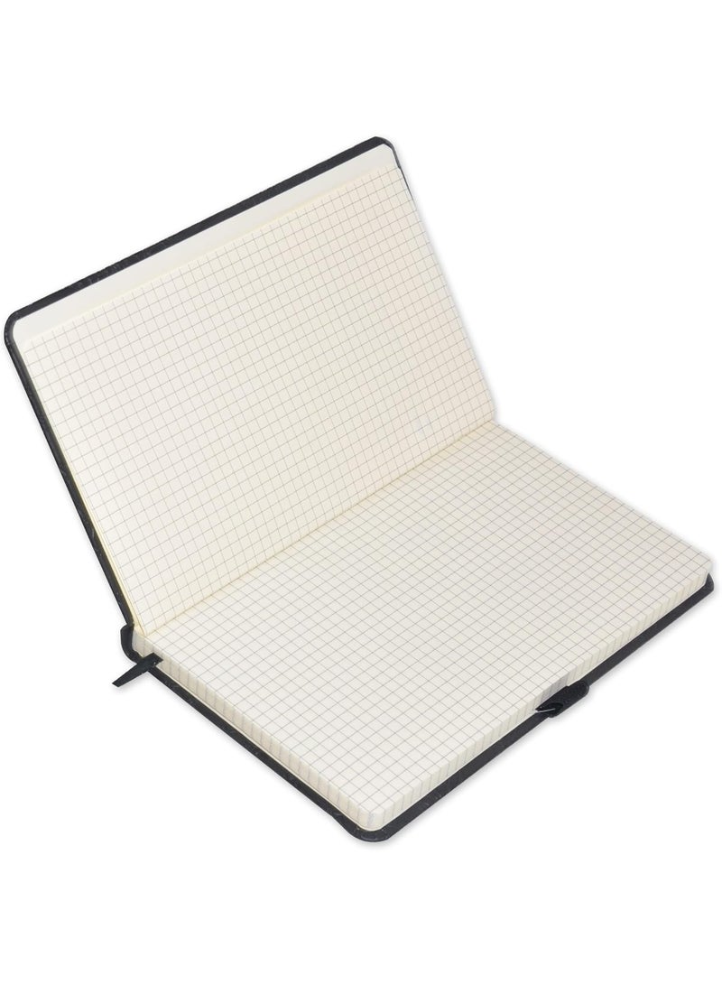 FIS FIS® Executive Notebook, Size 13x21CM, 96 Sheets 5MM Square With Elastic PU Window Black Design 6 -FSNBEX5M1321BK6  - Image 2