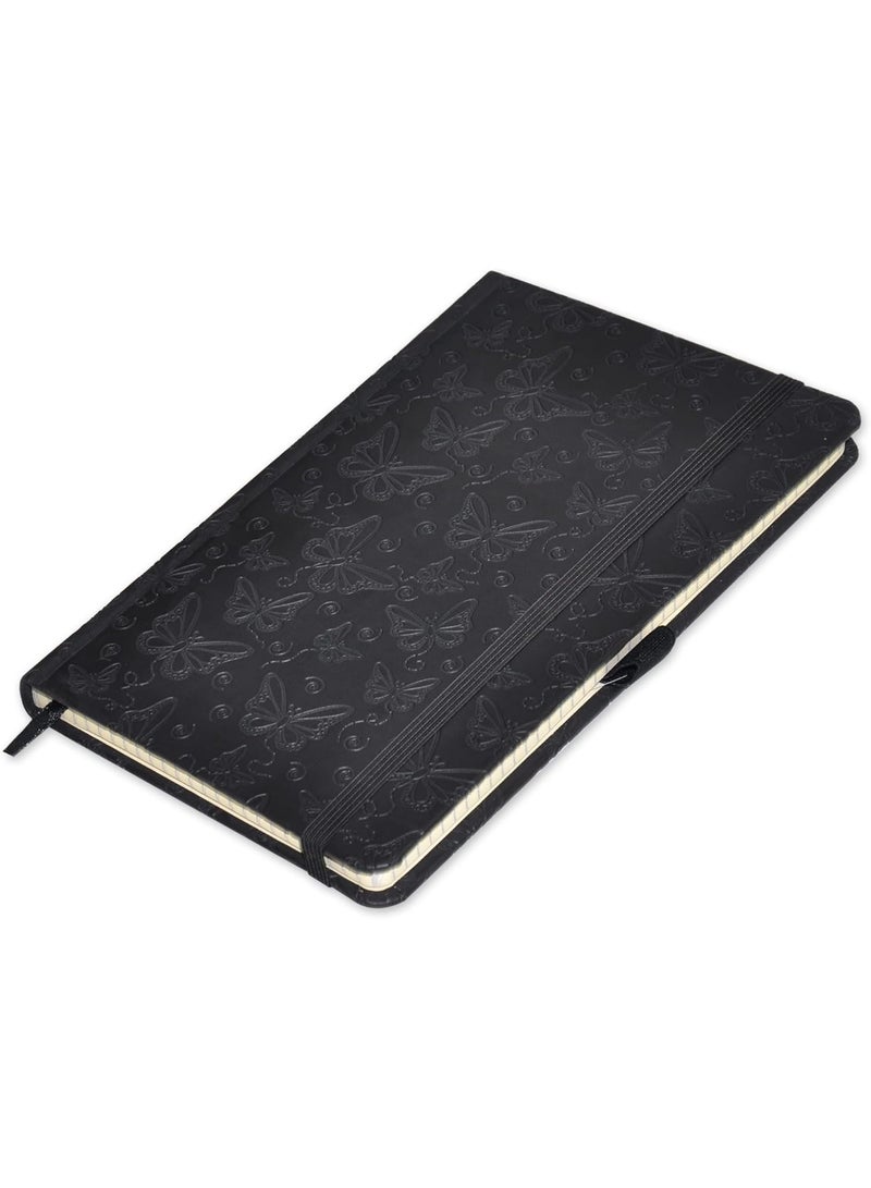 FIS FIS® Executive Notebook, Size 13x21CM, 96 Sheets 5MM Square With Elastic PU Window Black Design 6 -FSNBEX5M1321BK6  - Image 1