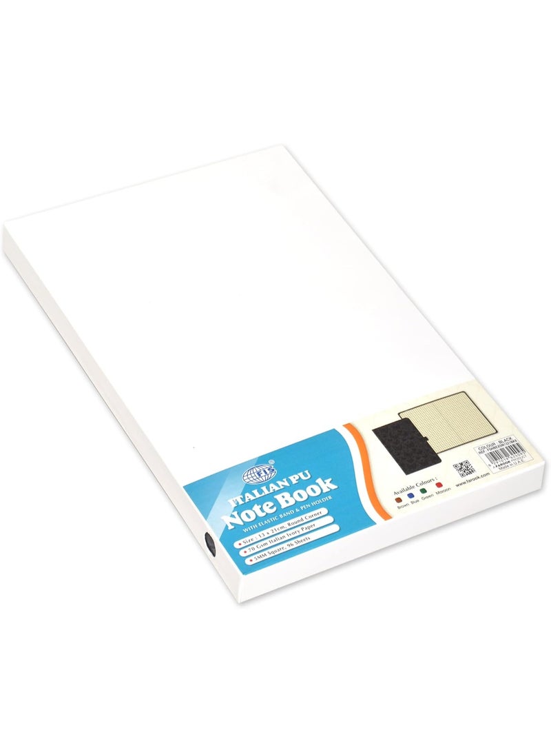 FIS FIS® Executive Notebook, Size 13x21CM, 96 Sheets 5MM Square With Elastic PU Window Black Design 6 -FSNBEX5M1321BK6  - Image 3