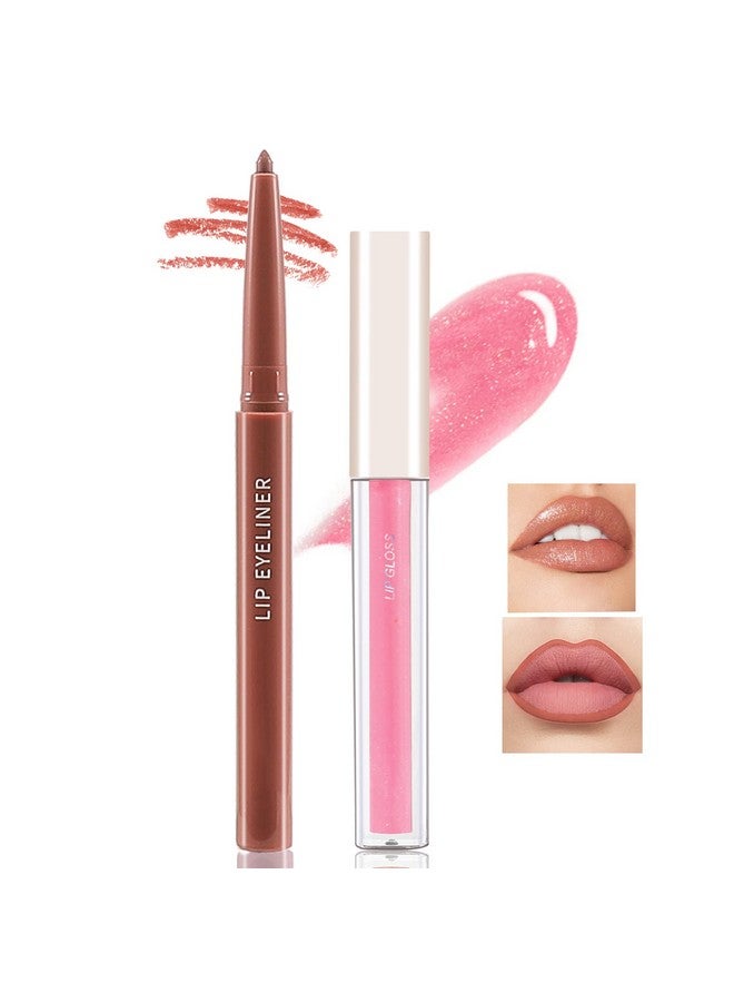 Boobeen Matte Lip Liner Pencil And Liquid Lipstick Set, Nude Dark Red Lip Makeup Long Lasting Waterproof Lipliner Pens & Plumper Lipgloss Velvet Lip Glaze Set Gift For Women And Girls - Image 1