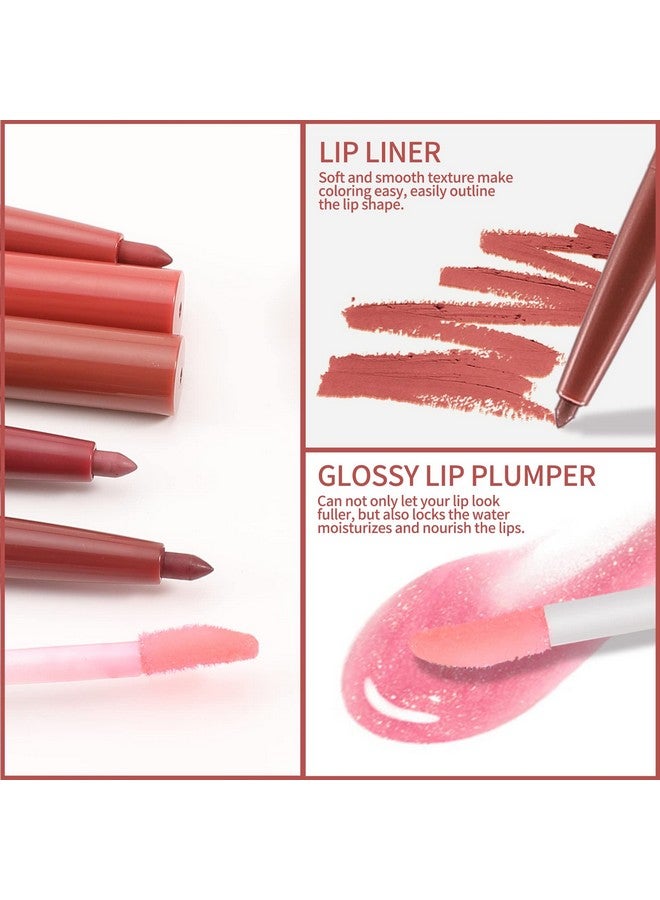Boobeen Matte Lip Liner Pencil And Liquid Lipstick Set, Nude Dark Red Lip Makeup Long Lasting Waterproof Lipliner Pens & Plumper Lipgloss Velvet Lip Glaze Set Gift For Women And Girls - Image 4