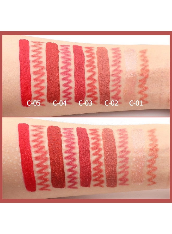 Boobeen Matte Lip Liner Pencil And Liquid Lipstick Set, Nude Dark Red Lip Makeup Long Lasting Waterproof Lipliner Pens & Plumper Lipgloss Velvet Lip Glaze Set Gift For Women And Girls - Image 3