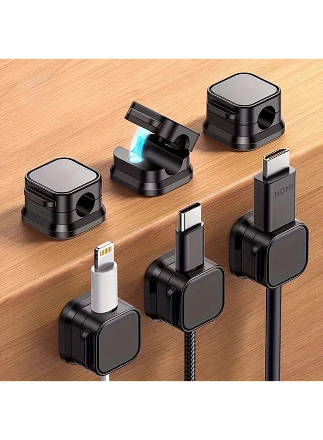 6pcs Black Cable Clip Organizer Strong Adhesive No Drilling PVC Wire Management - Image 3