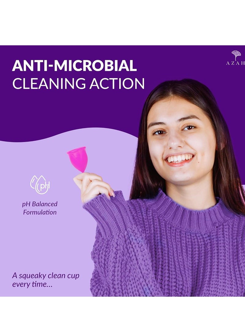 AZAH - AZAH Menstrual Cup Wash 100 ml | Plant-Based Cleansing Agents | pH Balanced | Clinically Tested | Maintains Cup Hygiene | Anti-Microbial, Removes Blood Stains - Image 1