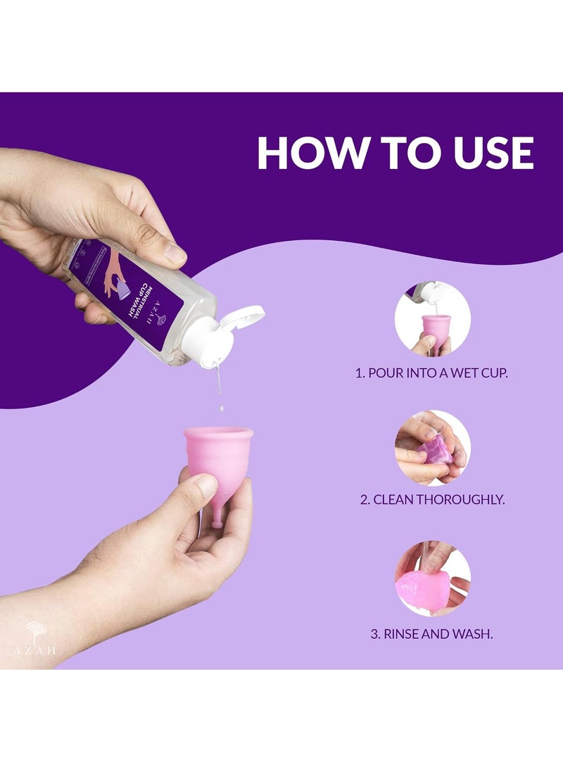 AZAH - AZAH Menstrual Cup Wash 100 ml | Plant-Based Cleansing Agents | pH Balanced | Clinically Tested | Maintains Cup Hygiene | Anti-Microbial, Removes Blood Stains - Image 1