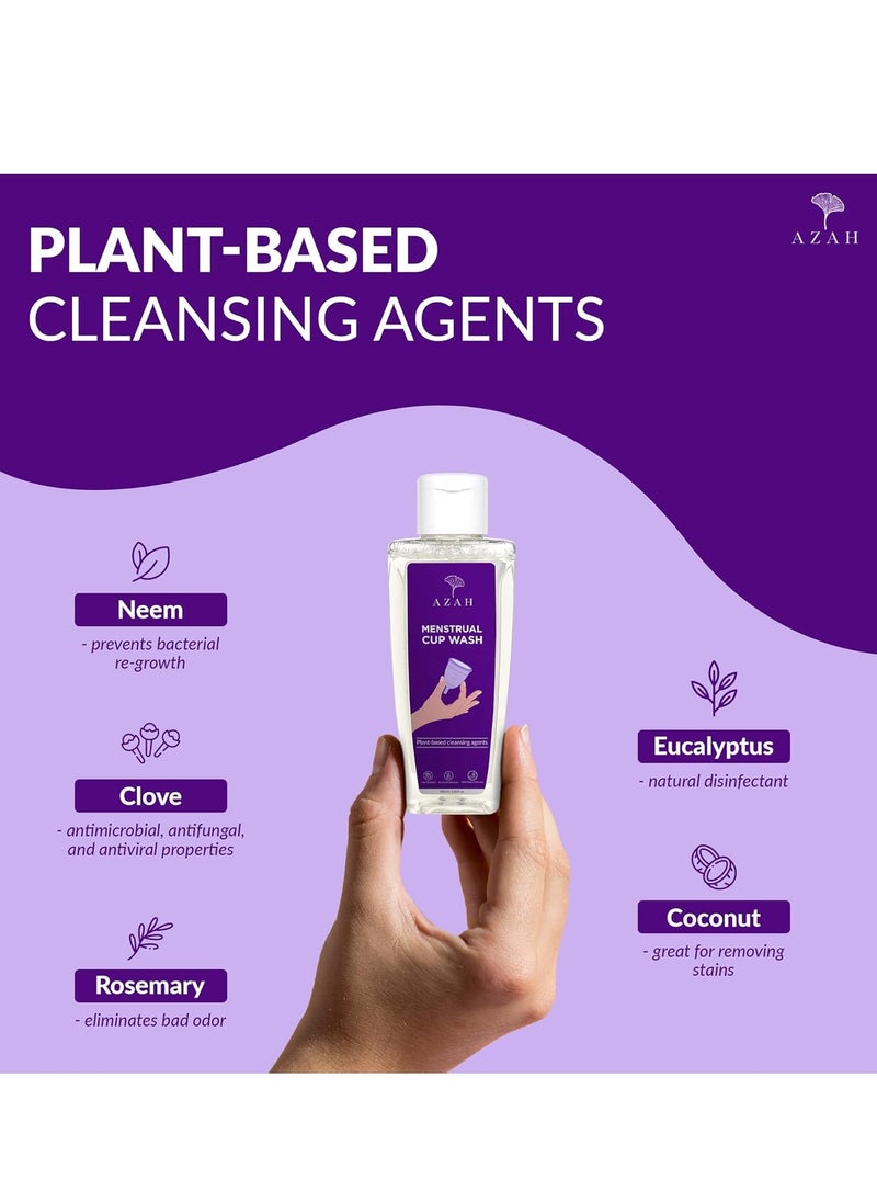 AZAH - AZAH Menstrual Cup Wash 100 ml | Plant-Based Cleansing Agents | pH Balanced | Clinically Tested | Maintains Cup Hygiene | Anti-Microbial, Removes Blood Stains - Image 1