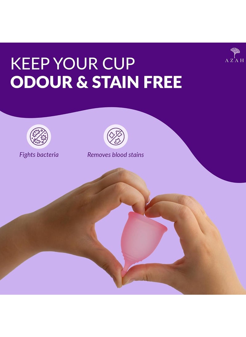 AZAH - AZAH Menstrual Cup Wash 100 ml | Plant-Based Cleansing Agents | pH Balanced | Clinically Tested | Maintains Cup Hygiene | Anti-Microbial, Removes Blood Stains - Image 1