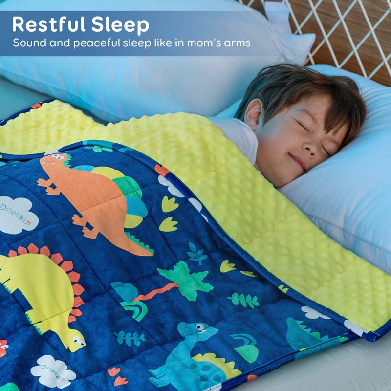 Sivio Toddler Weighted Blanket 3 lbs  Super Soft Crystal Velvet & Minky Dots Cartoon Patterns Reverise Heavy Throw  Childrens Heavy Blankets  36 x 48 Inch Blue Dinosaur - Image 2